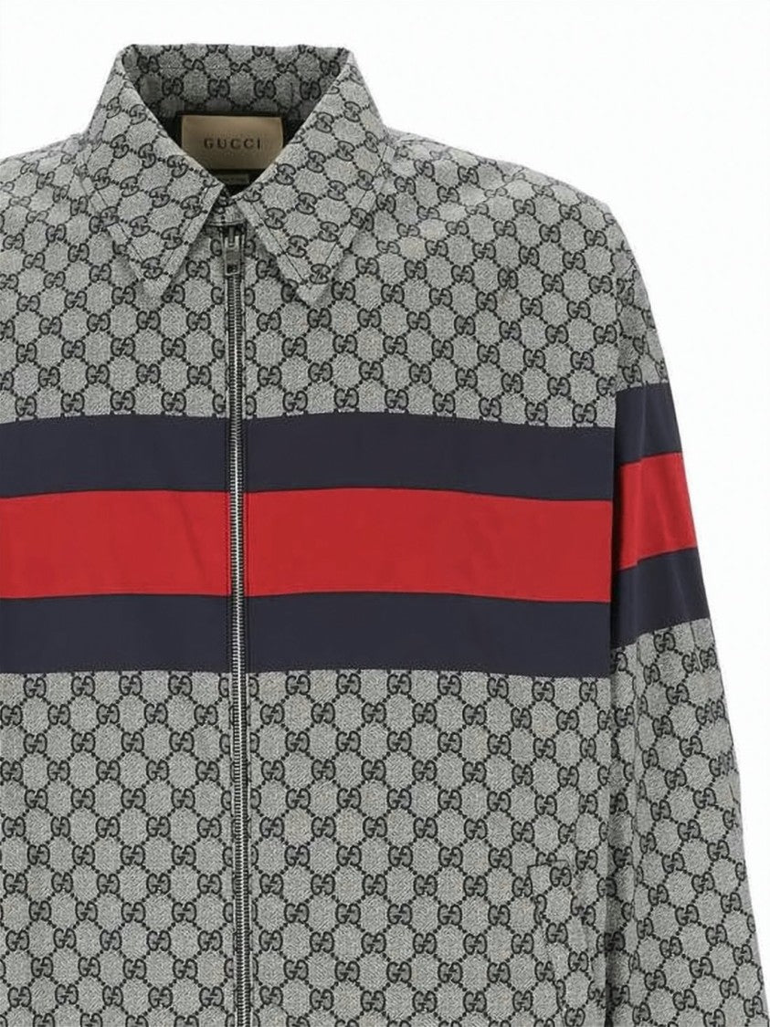 Gucci Cropped Bomber Jacket With Bold Stripe