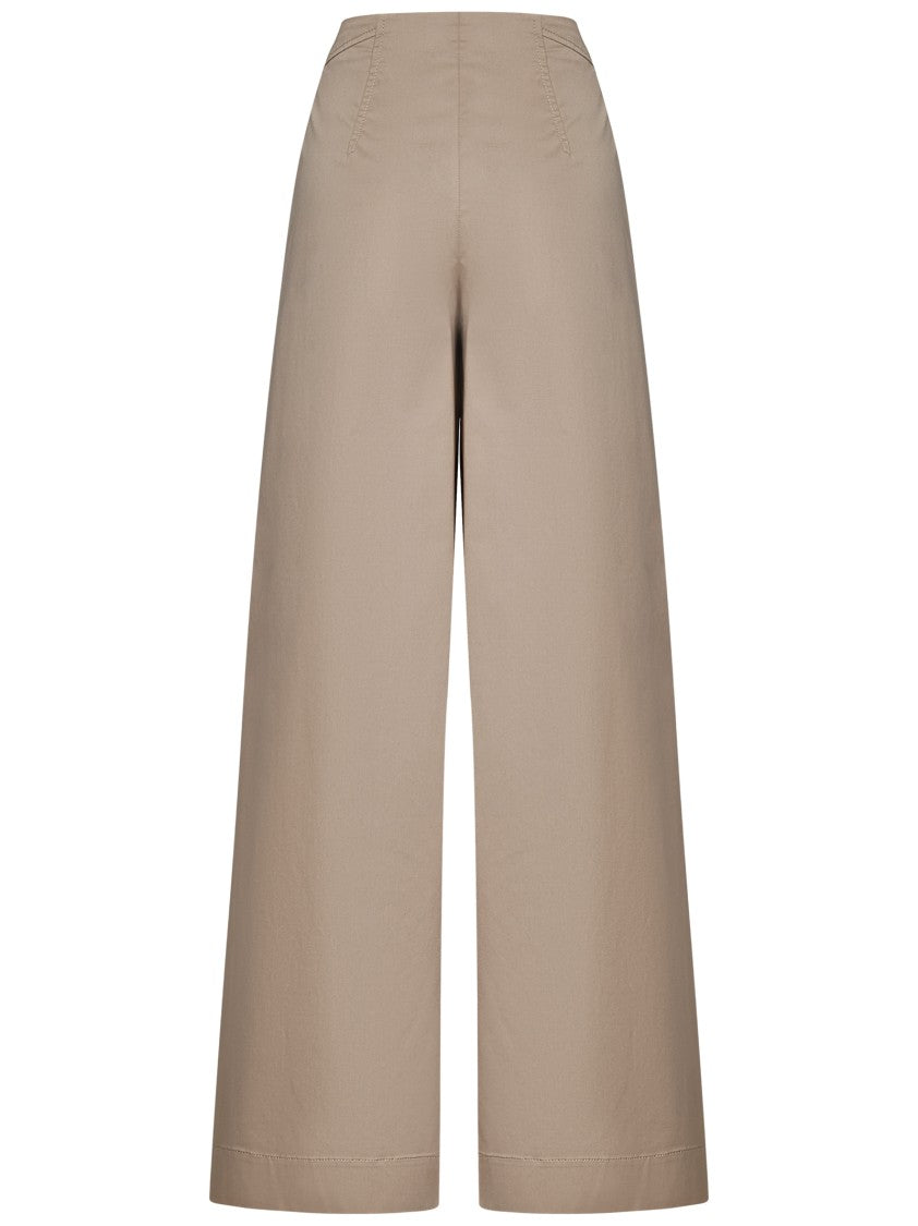 Alberta Ferretti Taupe Satin Finish Wide-Leg Trousers
