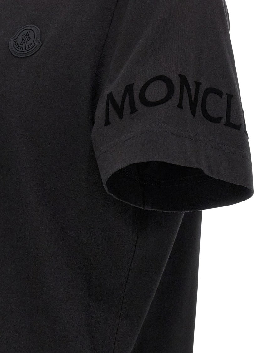 Moncler Black Cotton Jersey T-Shirt With Logo Detail