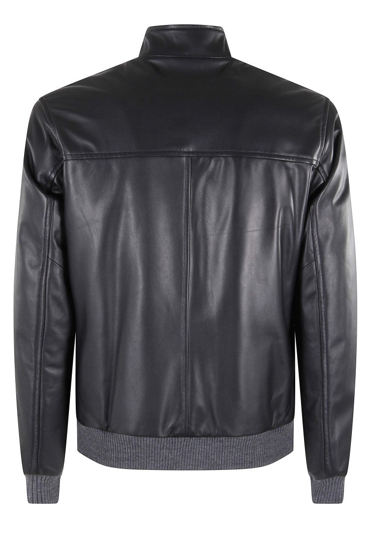 Hcr Smooth Black Leather Nudo Jacket With Contemporary Zipper Closure