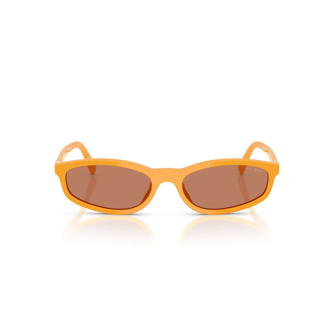 Miu Miu Rectangular Orange Acetate Sunglasses With Metallic Accents