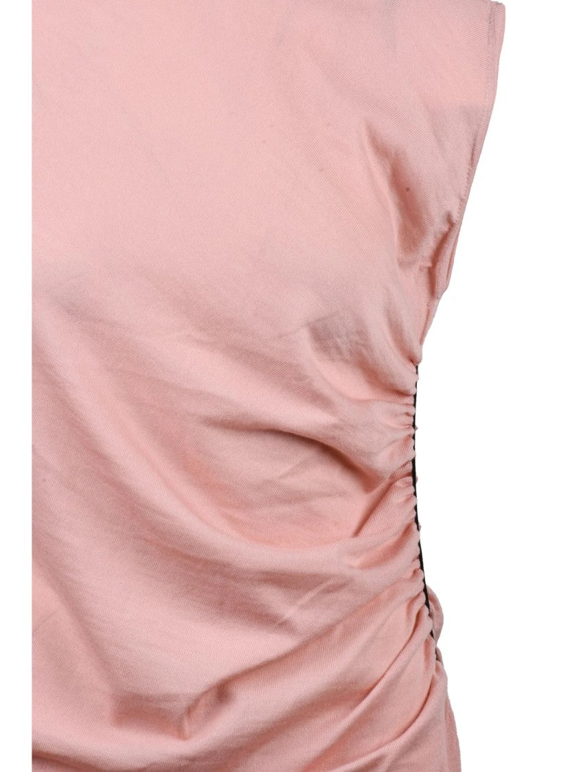 Liviana Conti Sleeveless Pink Wool Top With Subtle Ruching