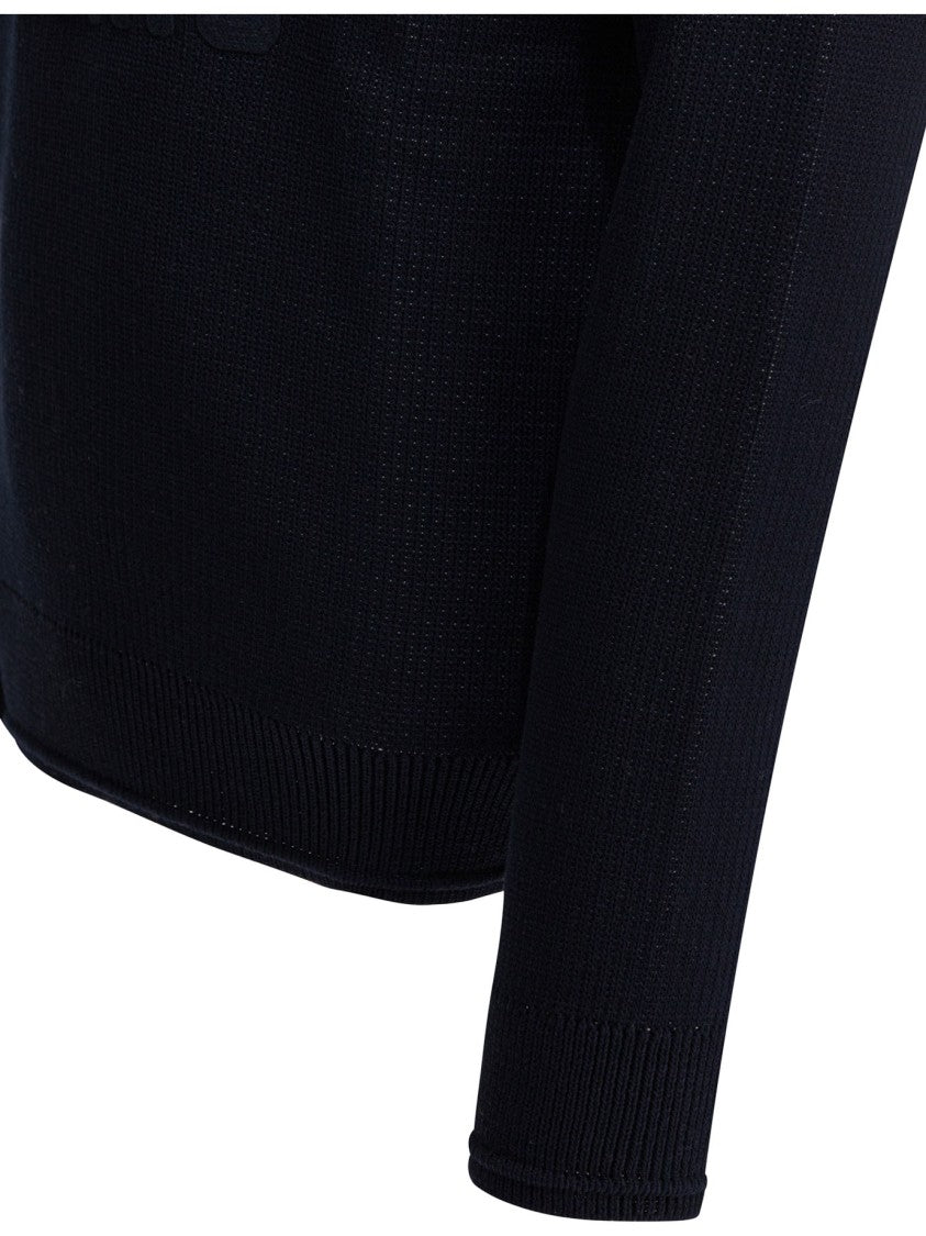 Givenchy Embroidered Logo Black Sweater With Ribbed Details