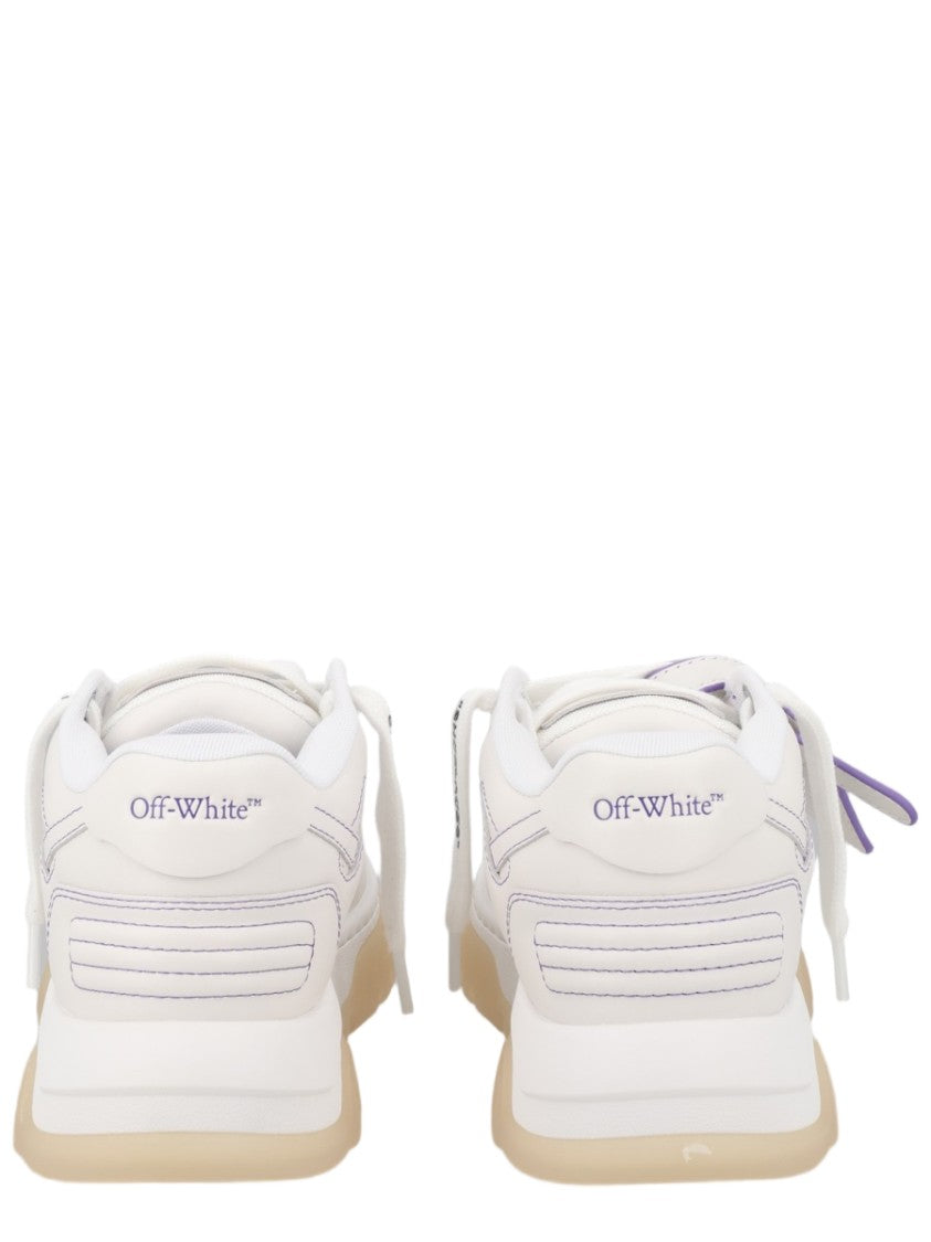 Off-White White Chunky Purple Accents Leather Sneakers