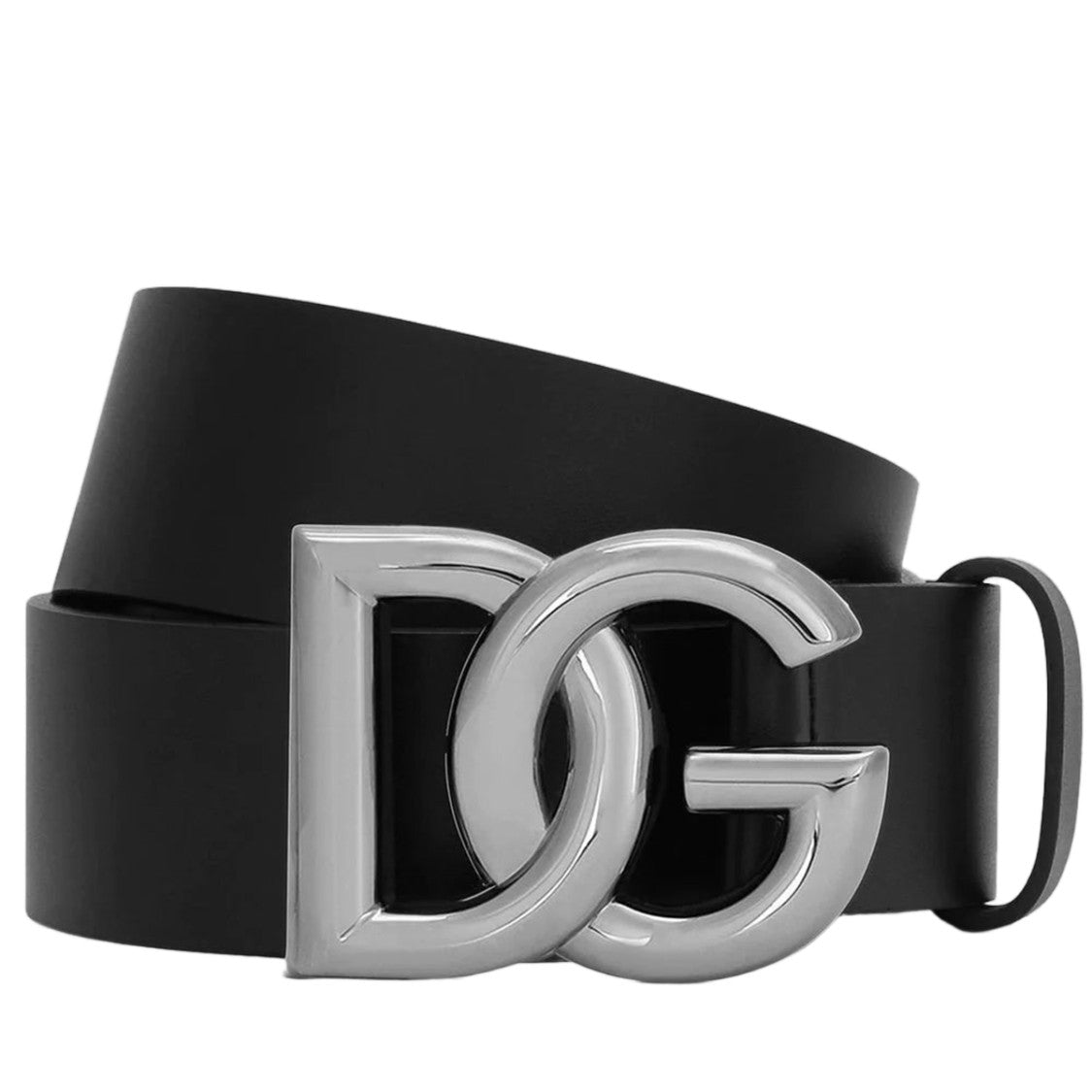 Dolce & Gabbana Matte Finish Black Belt With Interlocking Initials