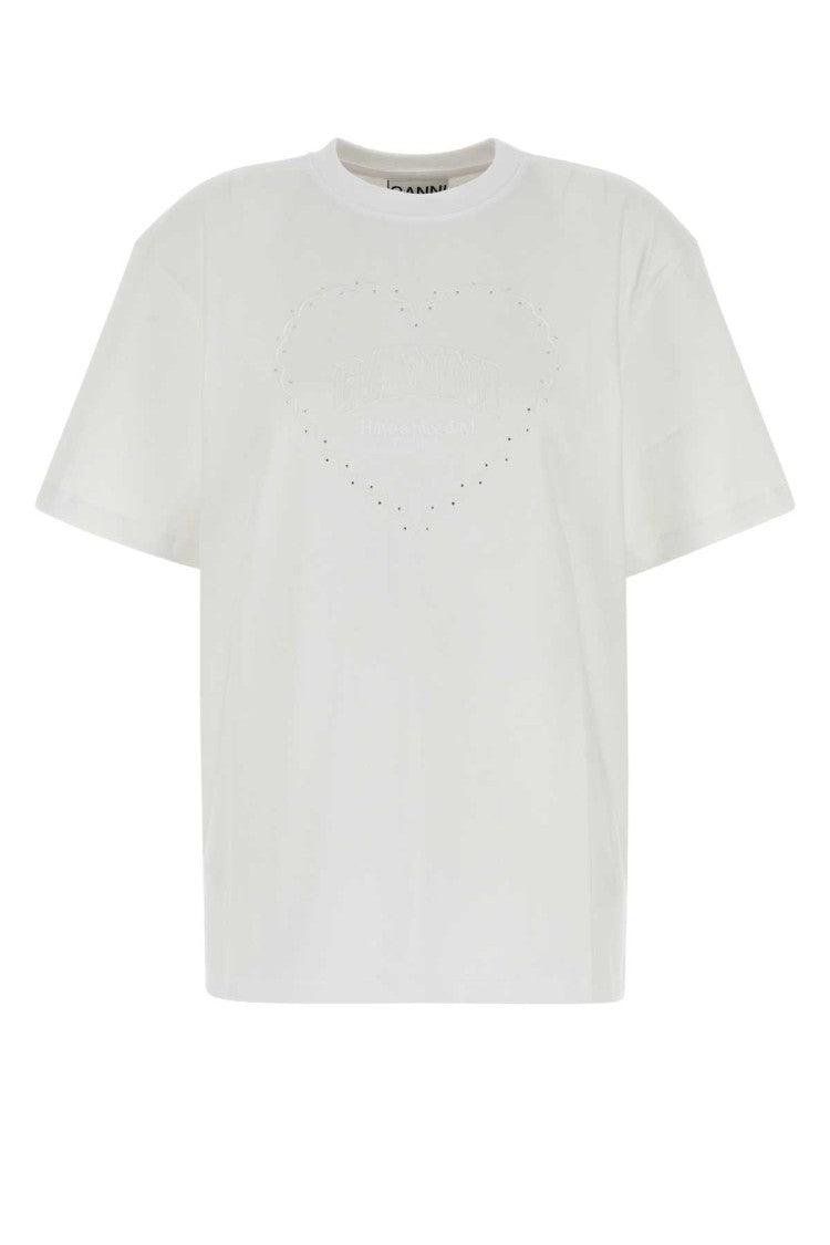 Ganni White Cotton T-Shirt