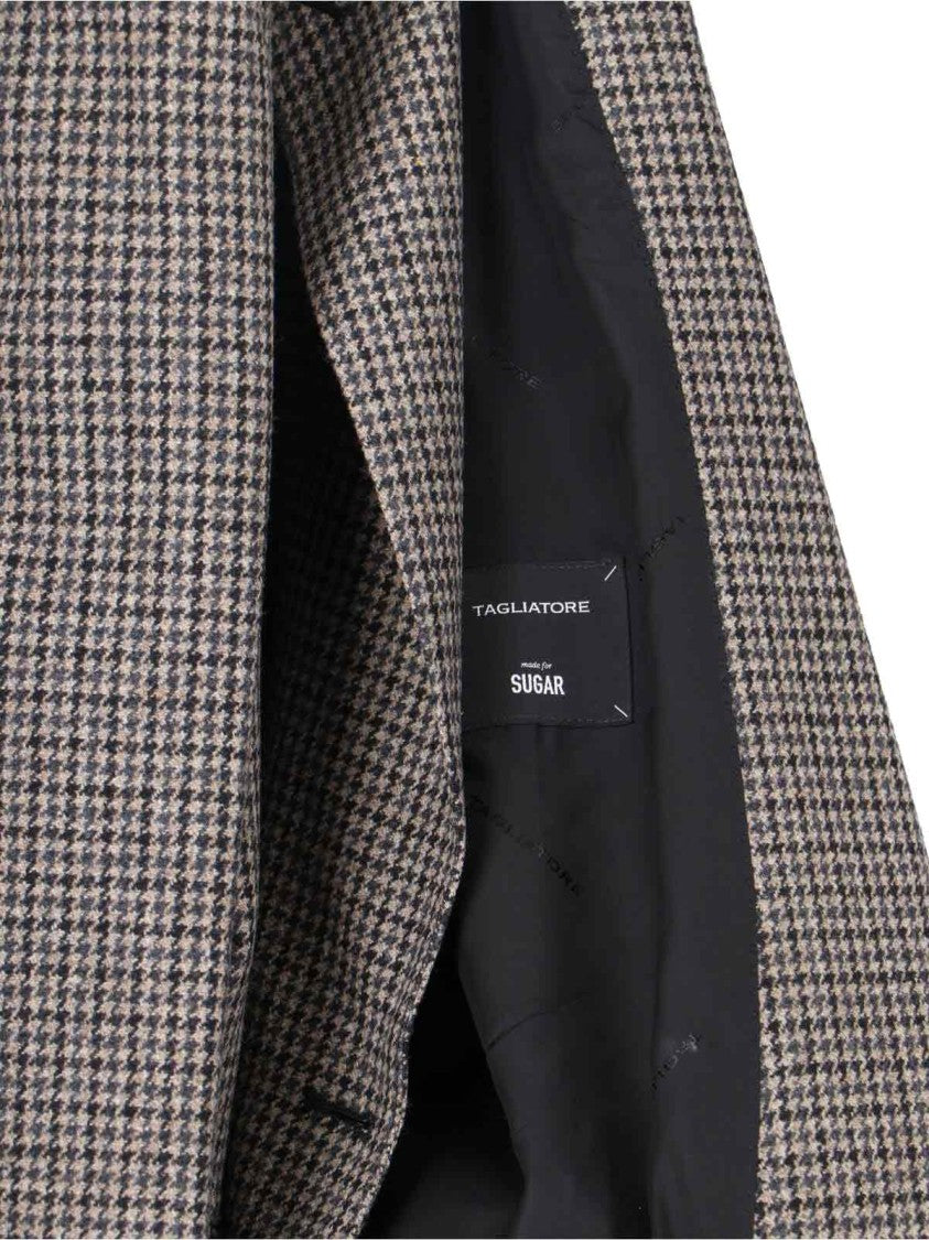 Tagliatore Double-Breasted Houndstooth Jacket With Tailored Silhouette