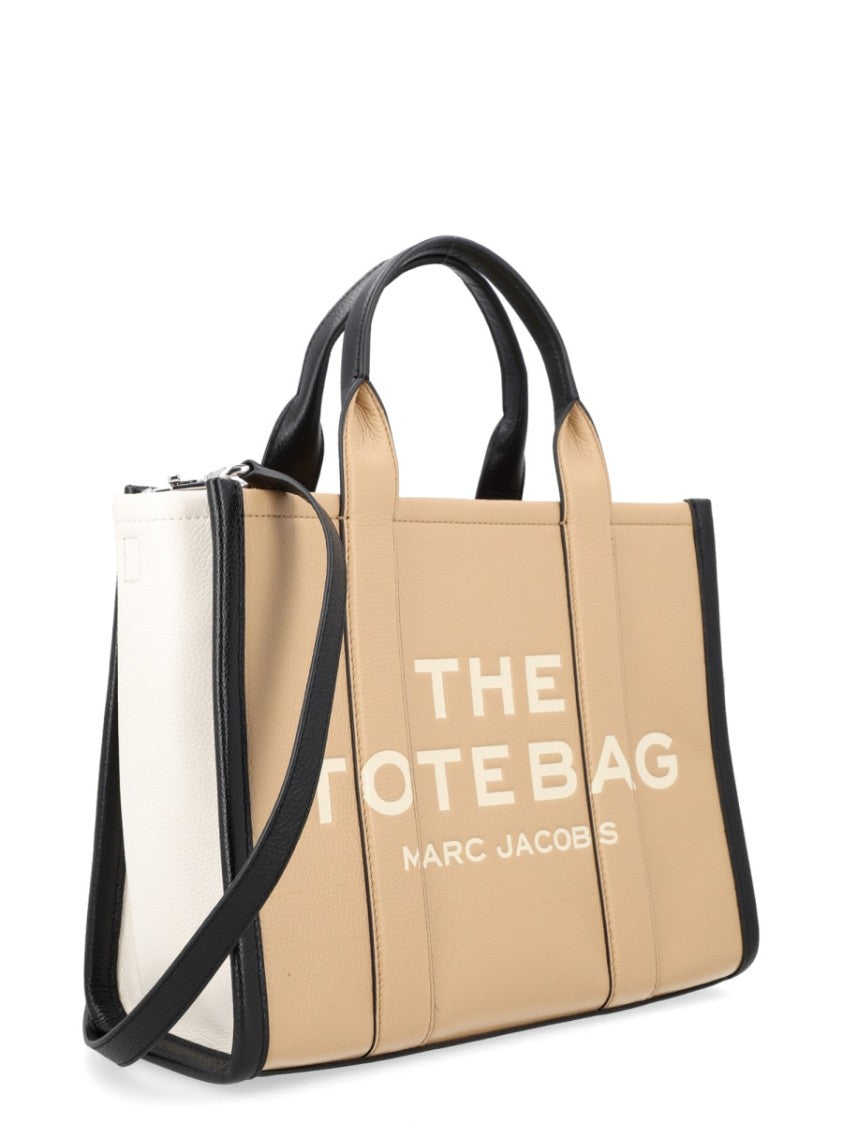 Marc Jacobs Neutrals Printed Text Contrast Trim Tote Bag