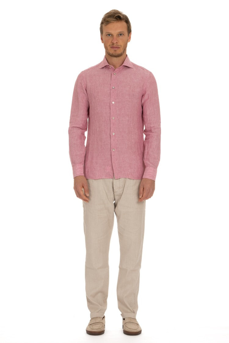 Borriello Solid Delavè Linen Tailored Shirt