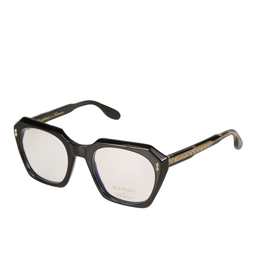 Kador Gloria Glamour Geometric Black Frame Eyeglasses With Gold Detailing