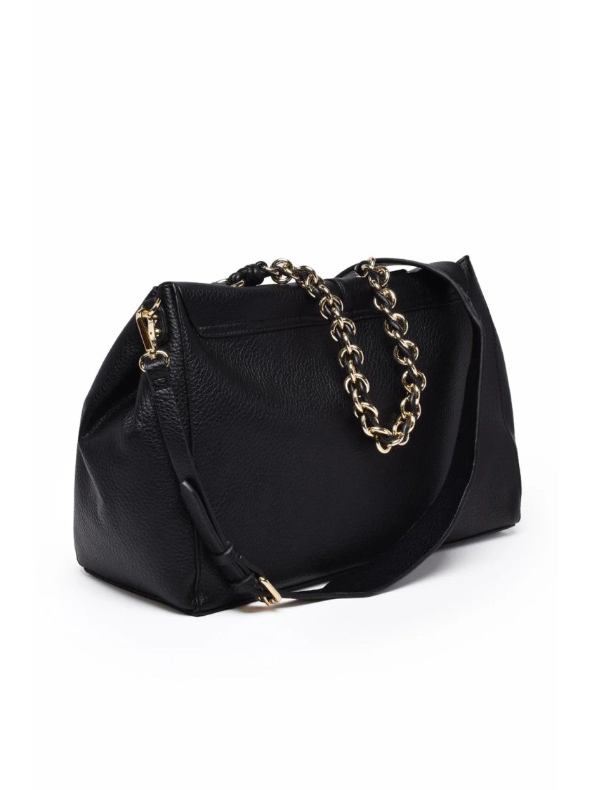 Ermanno Firenze Black Polyurethane Eba Shoulder Bag