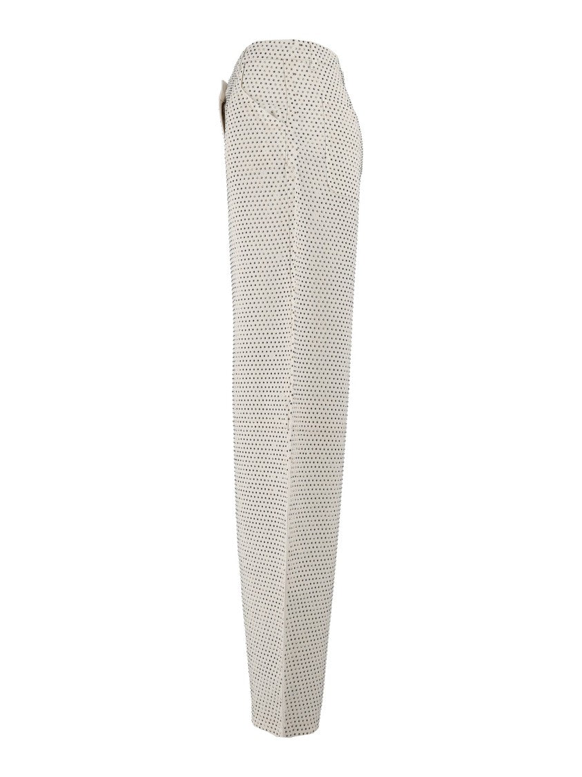 Elisabetta Franchi High-Waisted Dot Pattern Wide-Leg Pants