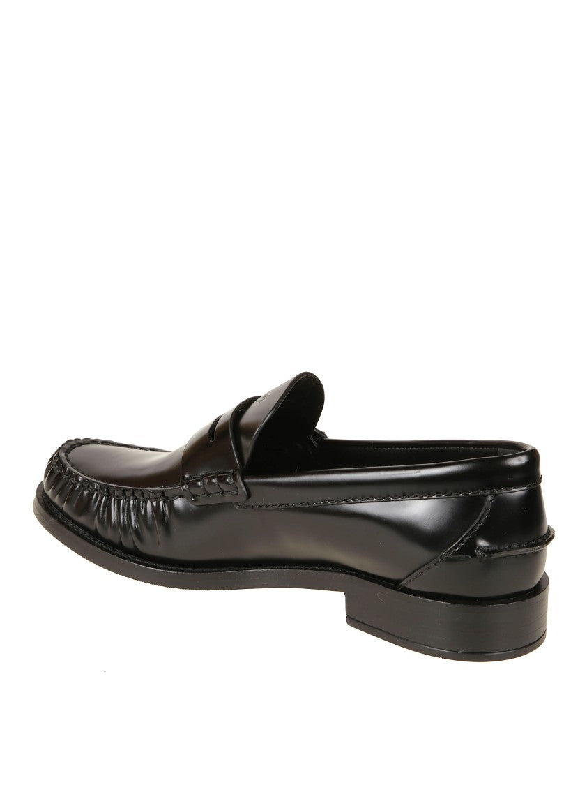 Prada Minimalist Black Flat Shoes With Rounded Toe