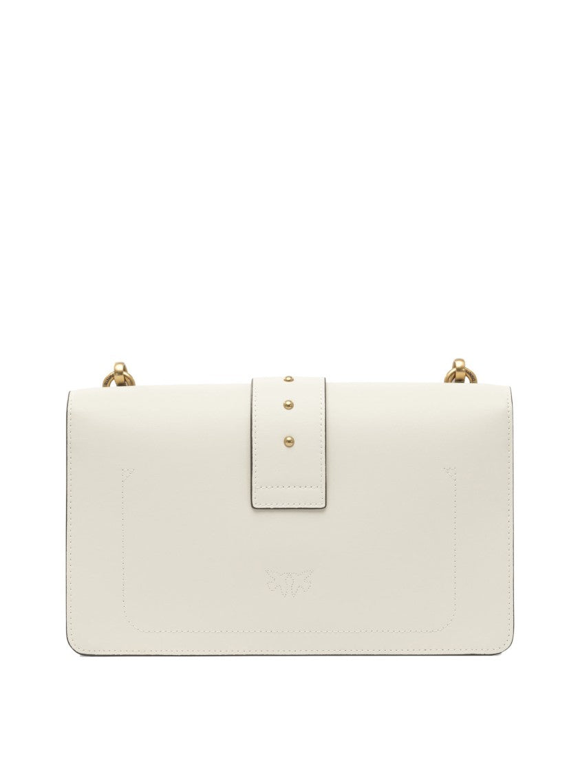 Pinko Refined White Leather Crossbody Bag