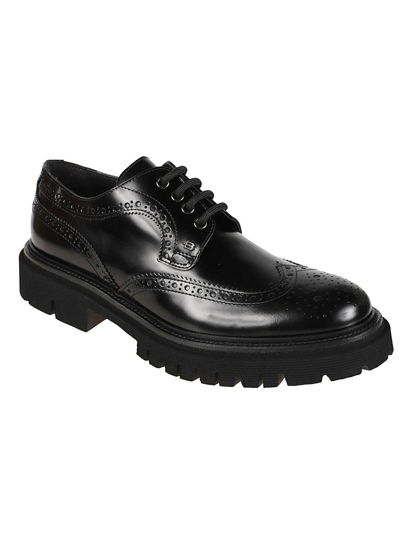 Baldinini Polished Calf Leather Brogue Derby Shoes