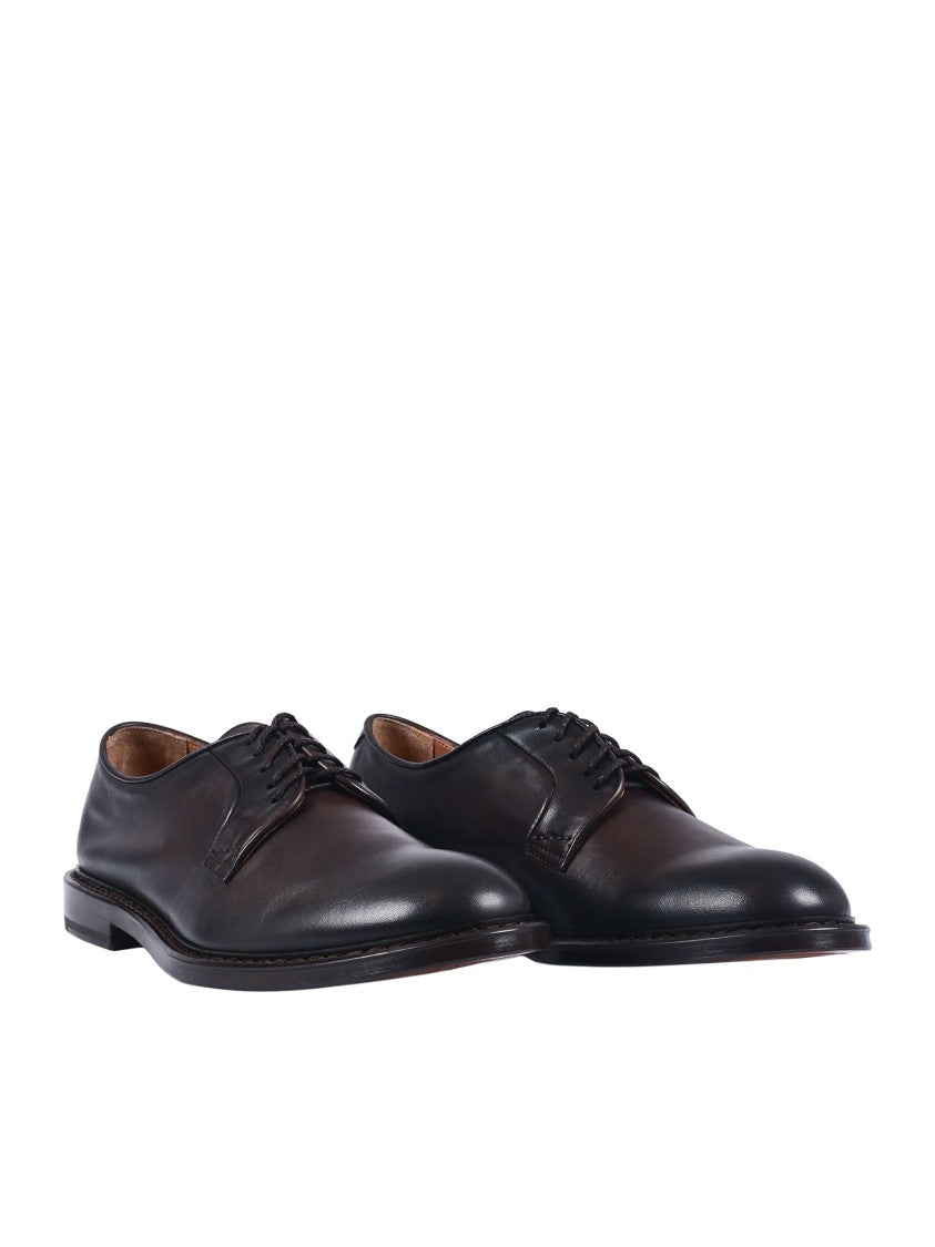 Doucal's Calfskin Leather Polished Derby Shoes
