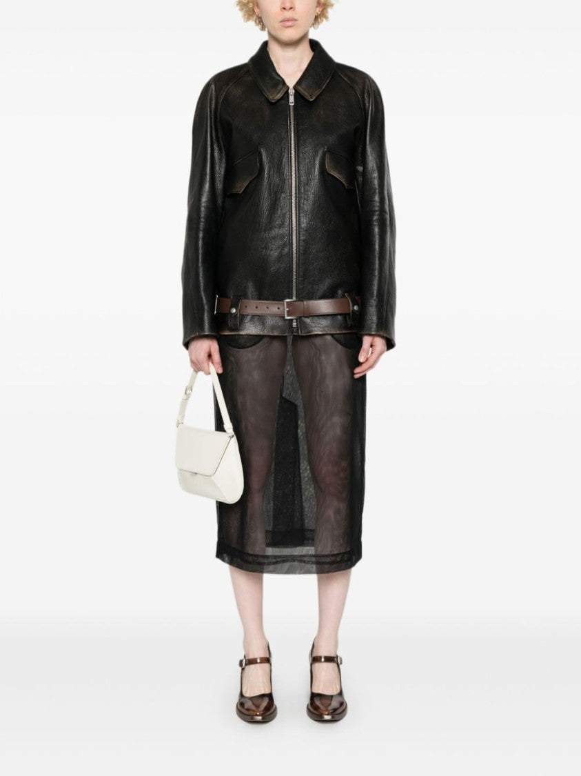 Prada Belted Leather Jacket