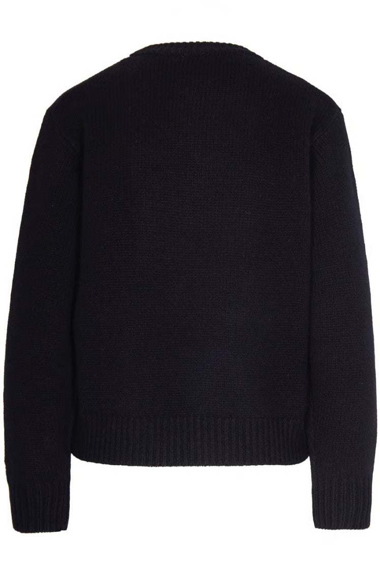 Mc2 Saint Barth Kyla Black Knit Sweater With Heart Design