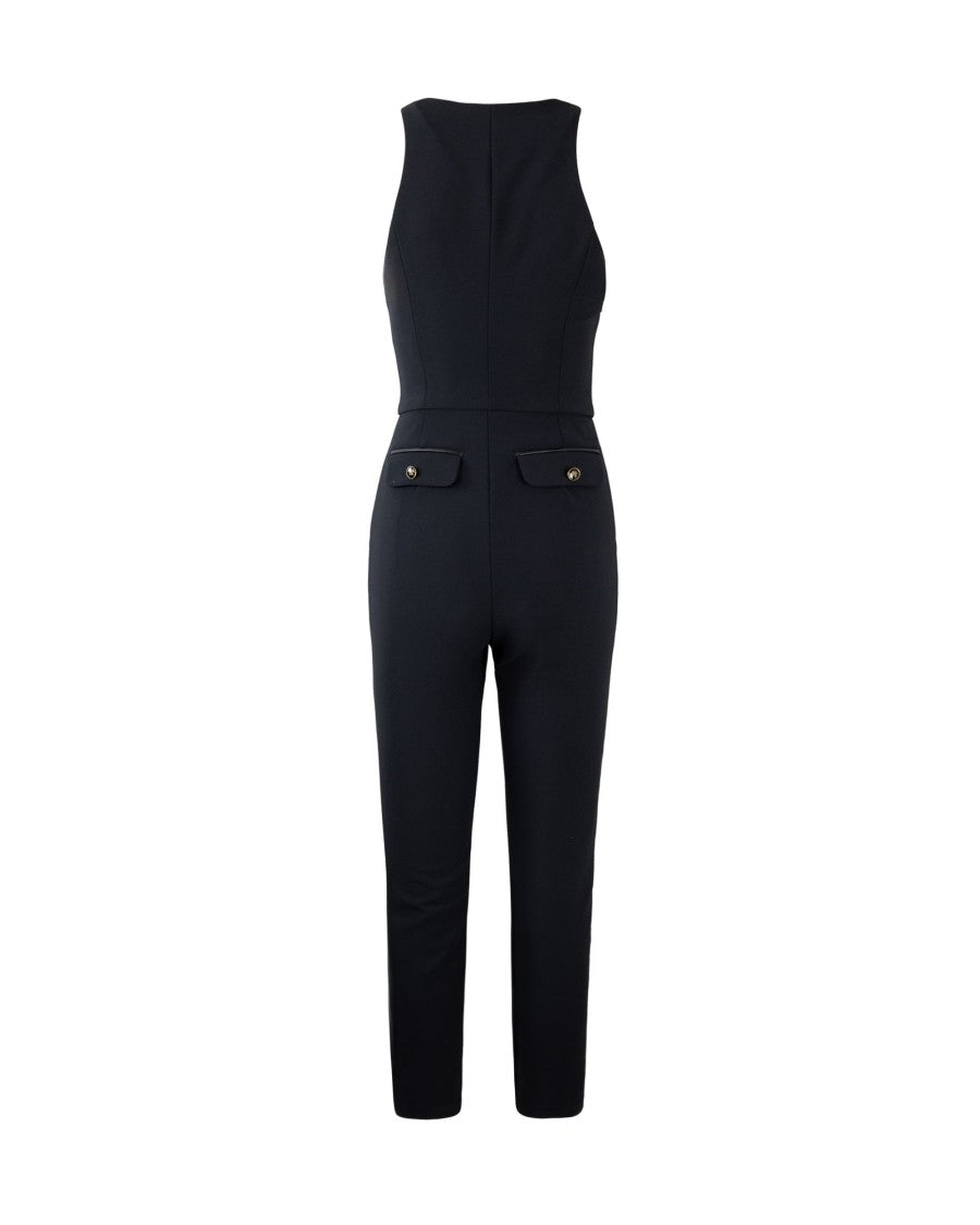 Elisabetta Franchi Black Double Crêpe Jumpsuit With Zip Details