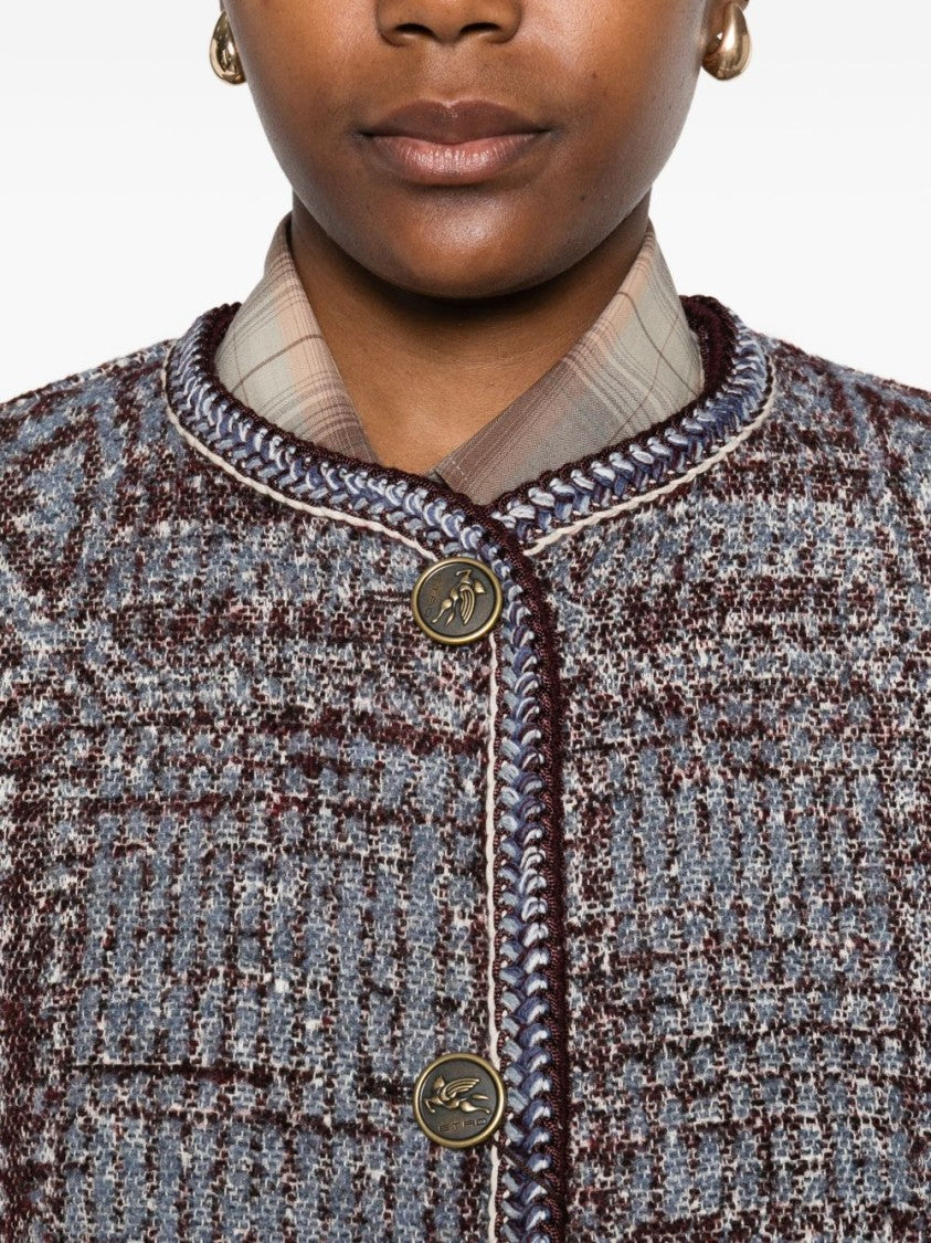 Etro Textured Mid-Length Coat With Braided Trim