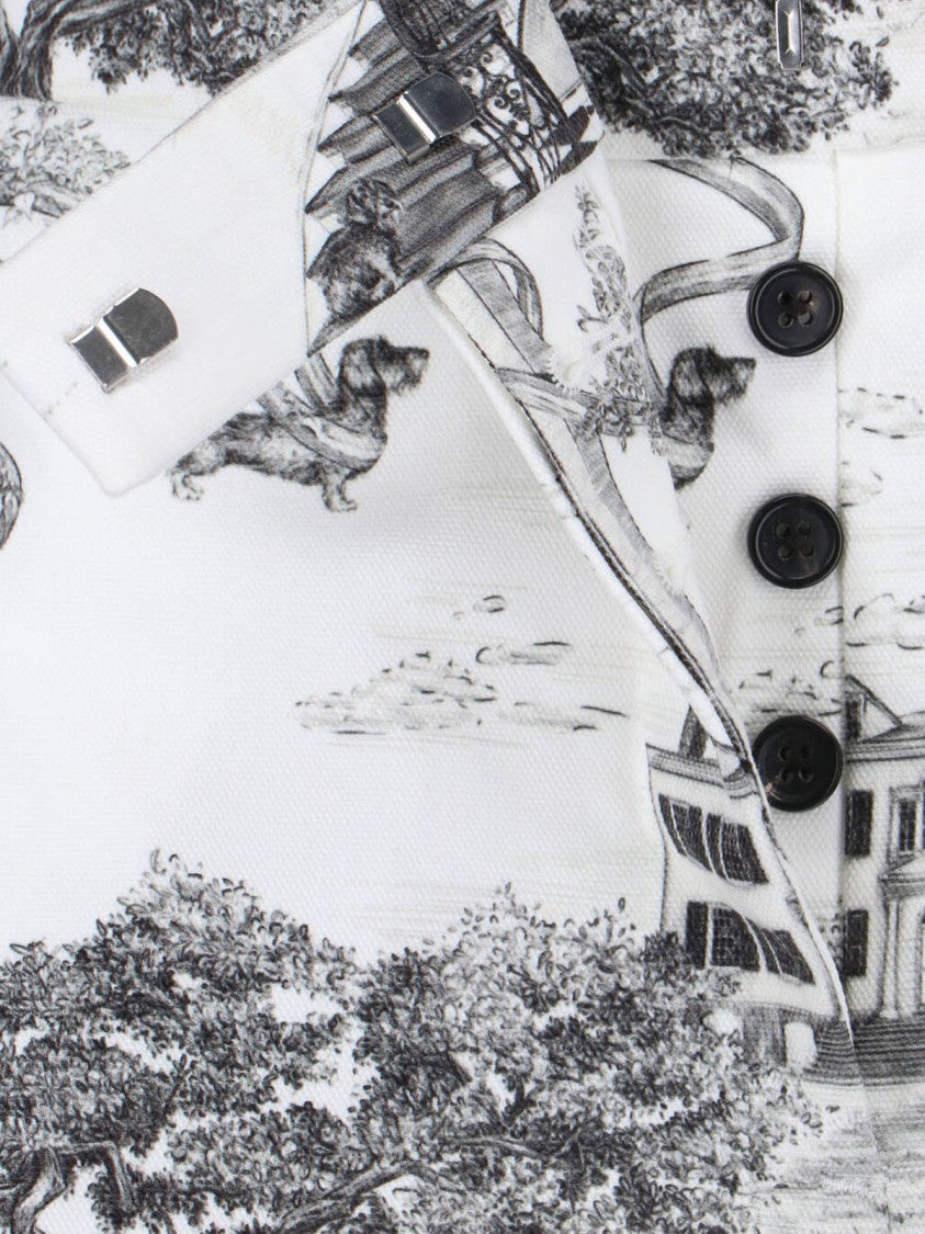 Thom Browne White Hector Toile Print Cotton Shorts
