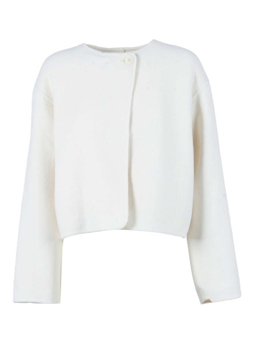 P.A.R.O.S.H. Cropped White Wool Jacket