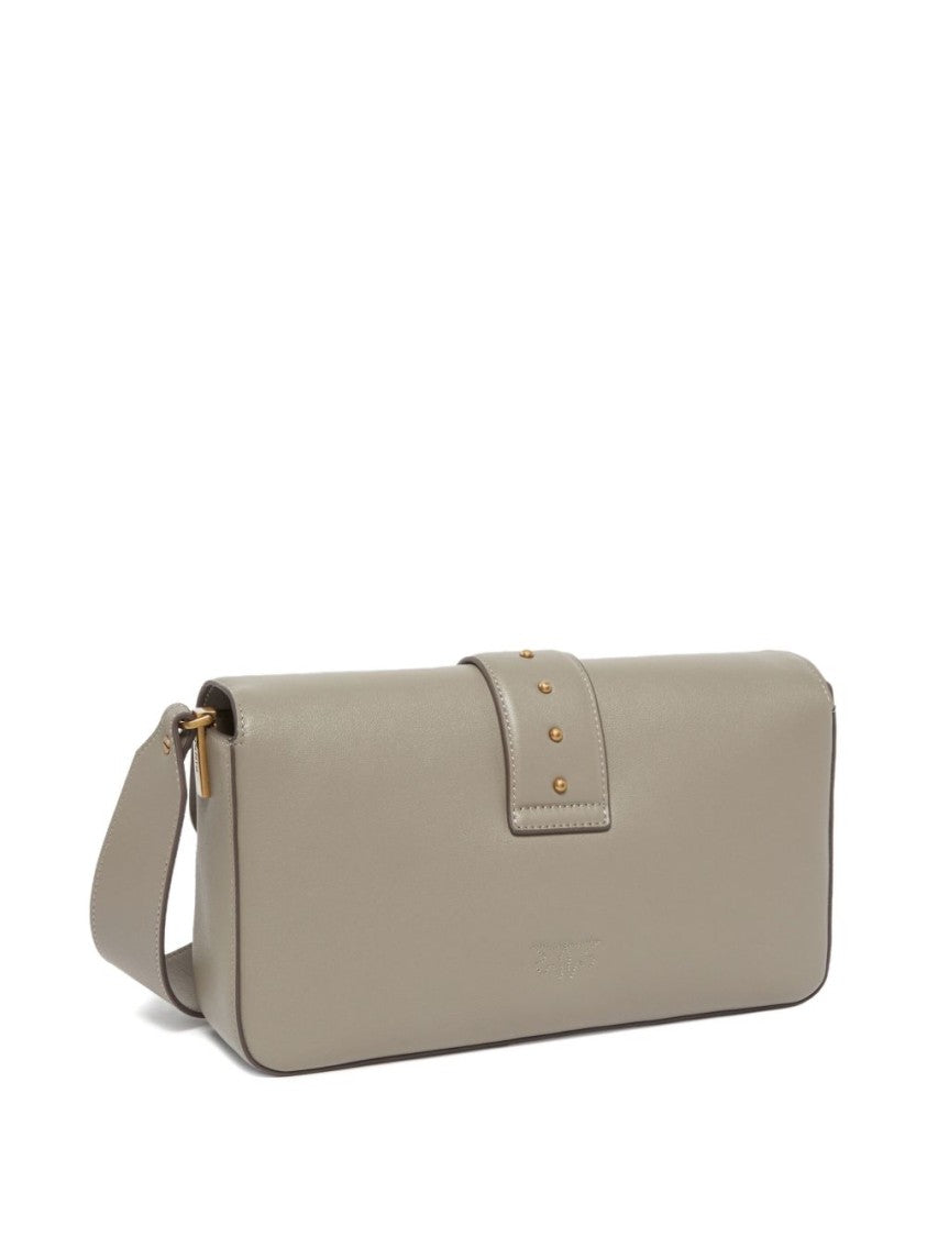Pinko Foldover Top Leather Bag With Gold-Tone Clasp