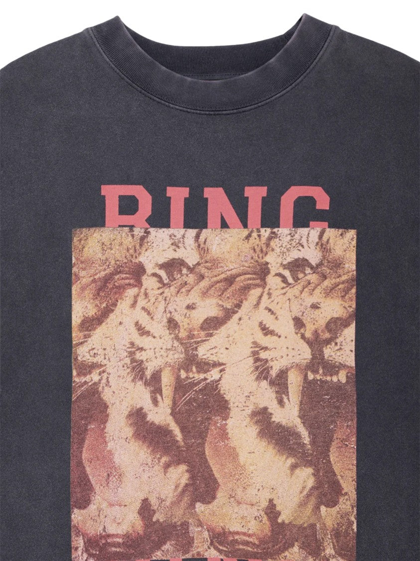 Anine Bing Faded Black Sweatshirt With Vintage Tiger Graphic