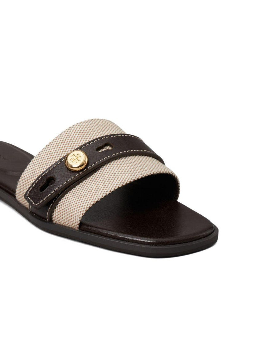 Tory Burch Romy Brown Slide Sandals