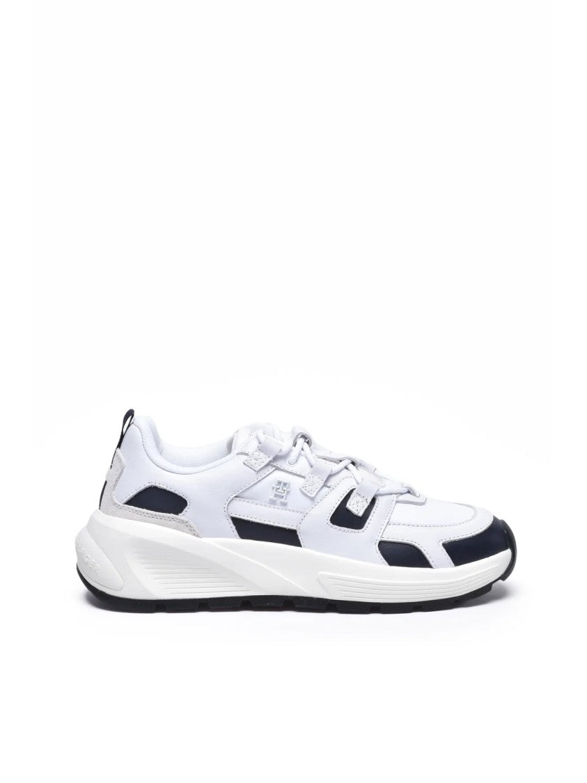 Tommy Hilfiger White Leather-Blend Runner Sneakers