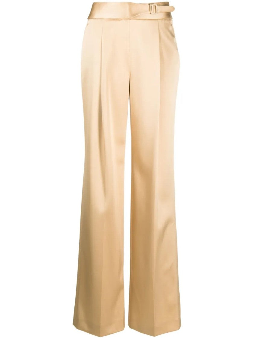 Ermanno Scervino Wide-Leg Satin-Finish Pants With High Waist