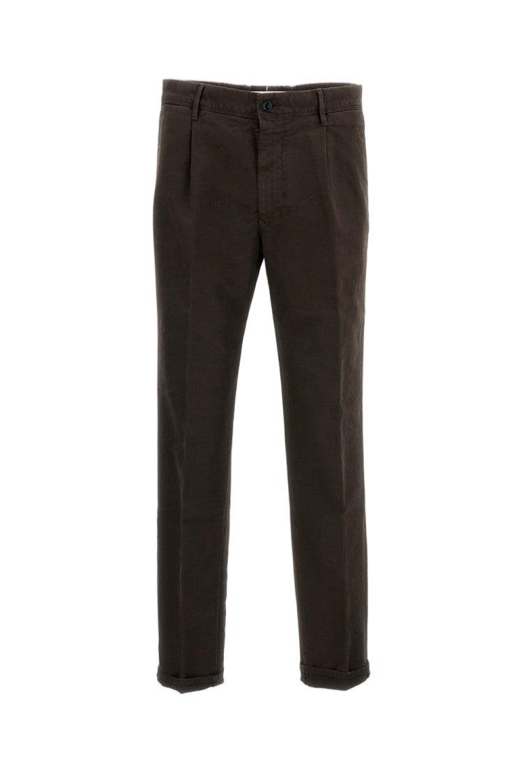Incotex Structured Brown Tailored Trousers With Refined Pleats