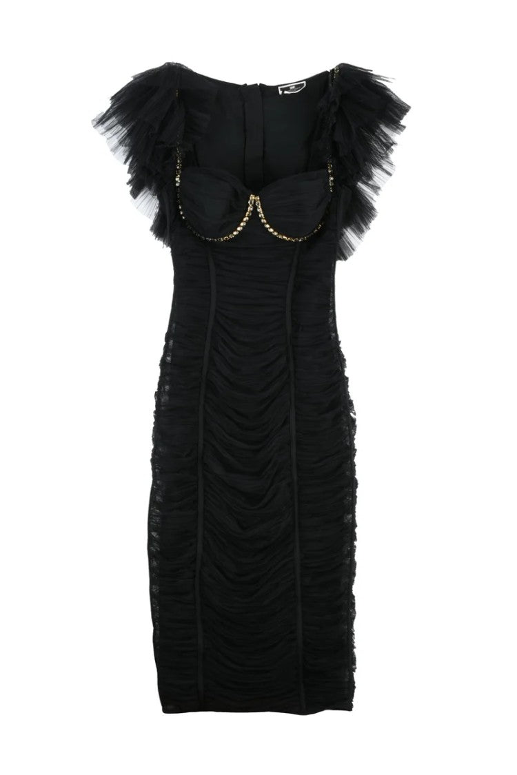 Elisabetta Franchi Longuette Tulle Dress - Black