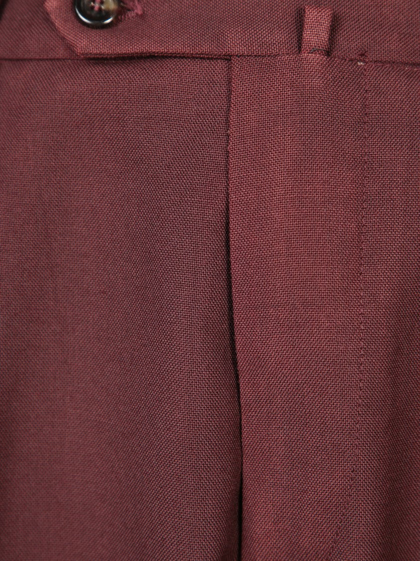 Dell'oglio Burgundy Tailored Fit Trousers