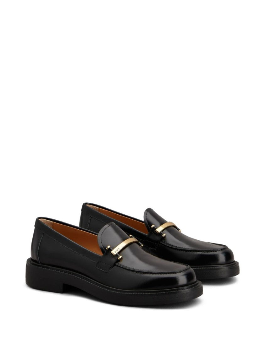 Tod's Black Minimalist Round Toe Slip-On Flats