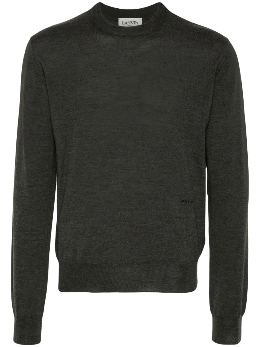 Lanvin Fine Knit Crew Neck Jumper With Ribbed Details