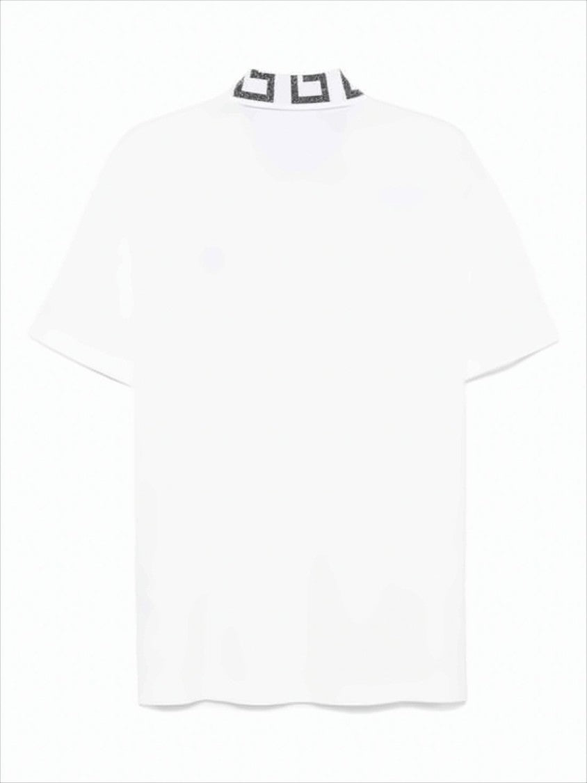 Versace Short-Sleeved Polo Shirt With Geometric Collar Detail