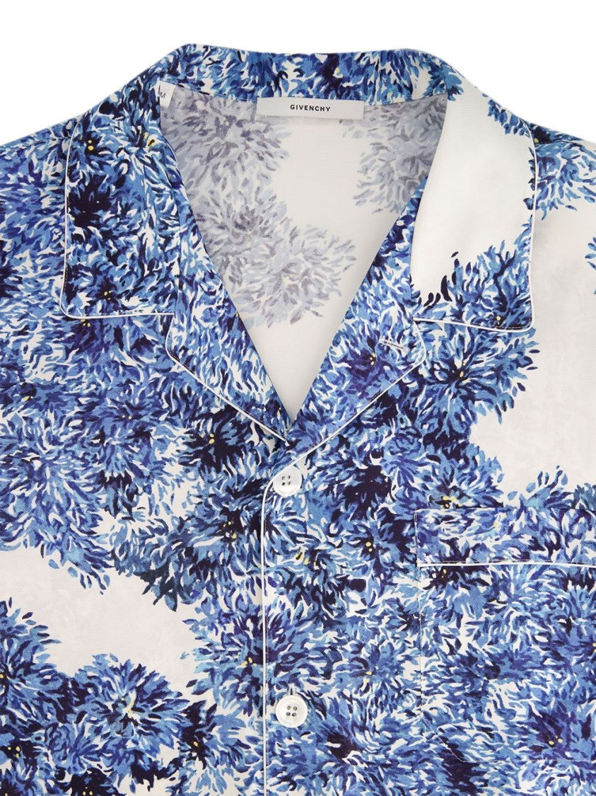 Givenchy Floral Print Short-Sleeve Classic Collar Shirt