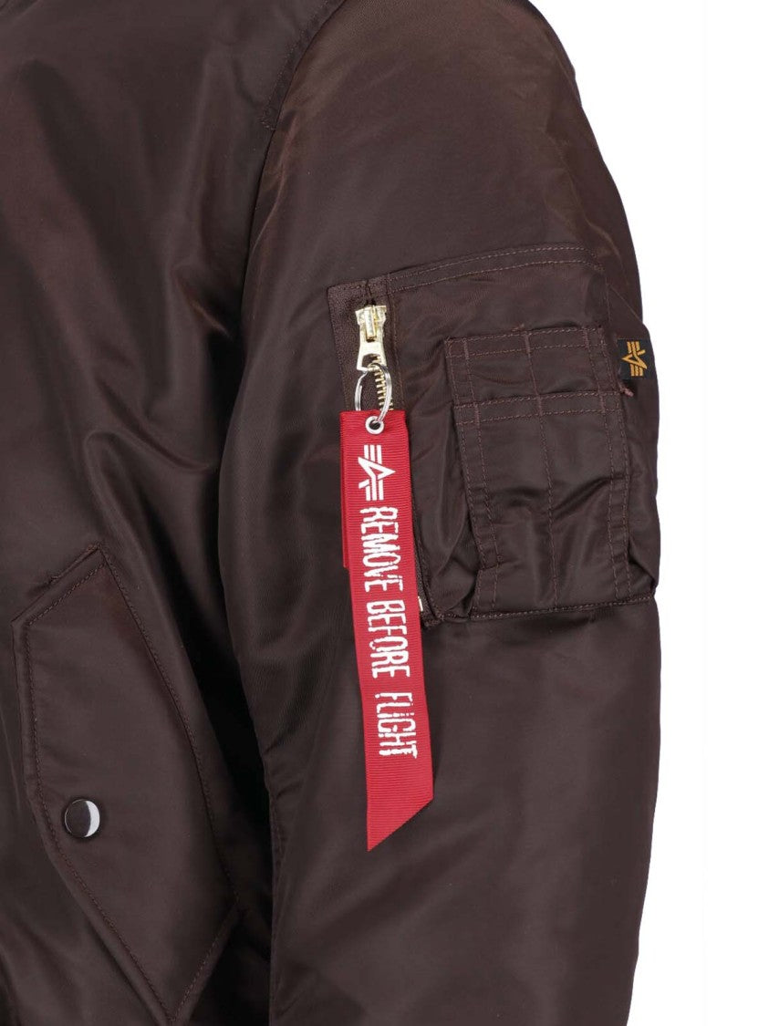 Alpha Industries Brown Nylon Reversible Ma-1 Bomber Jacket