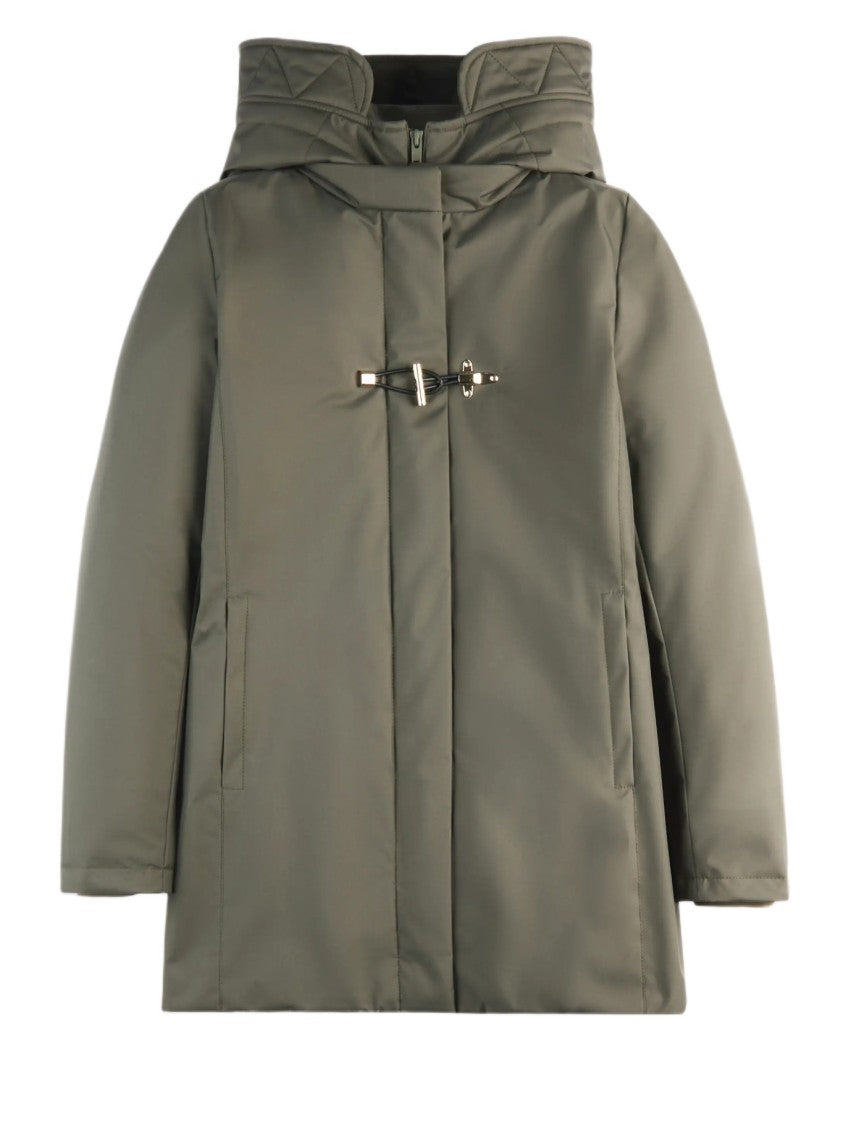 Fay Structured Fit Green Coat With Timeless Elegance