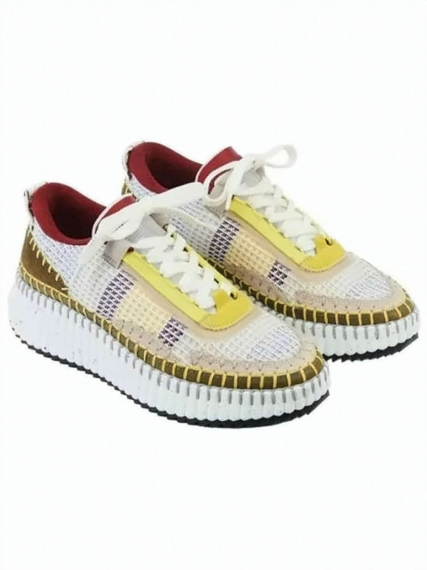 Chloé Woven Mesh Sneakers With Accented Details
