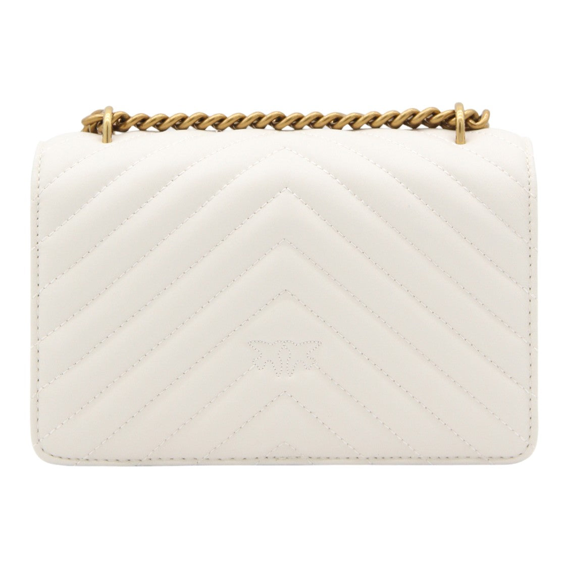 Pinko Structured White Quilted Bag With Gold-Tone Clasp