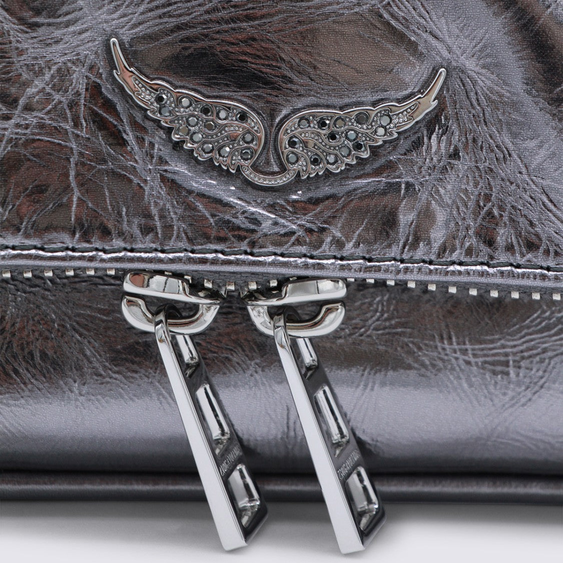 Zadig & Voltaire Silver Leather Rock Nano Vintage Metal Shoulder Bag