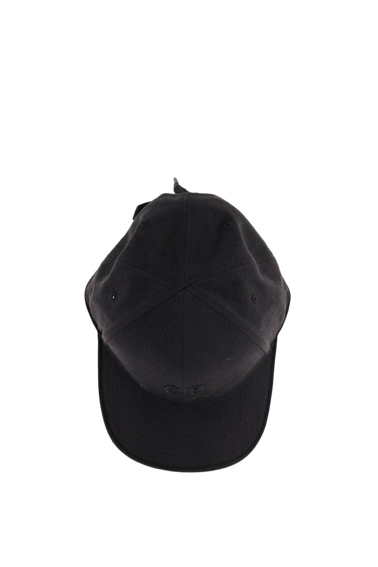 C.P. Company Black Cotton Gabardine Baseball Hat