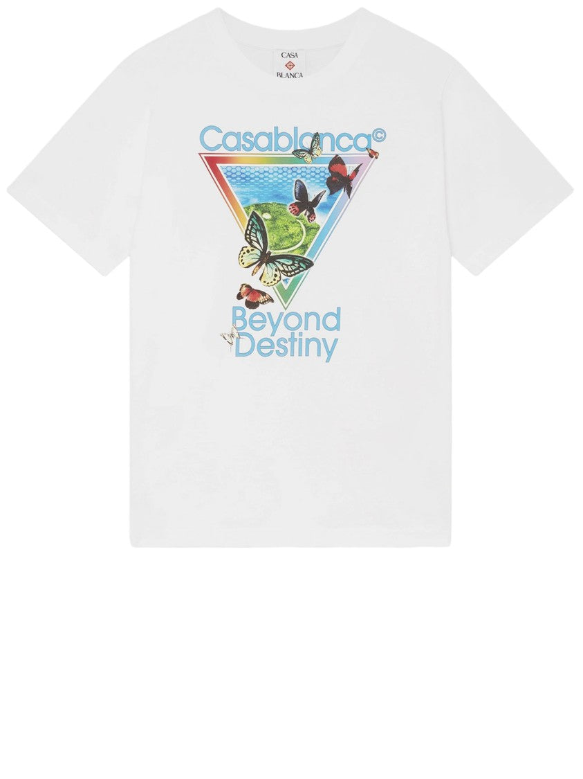 Casablanca Cotton T-Shirt With Colorful Butterfly Graphic