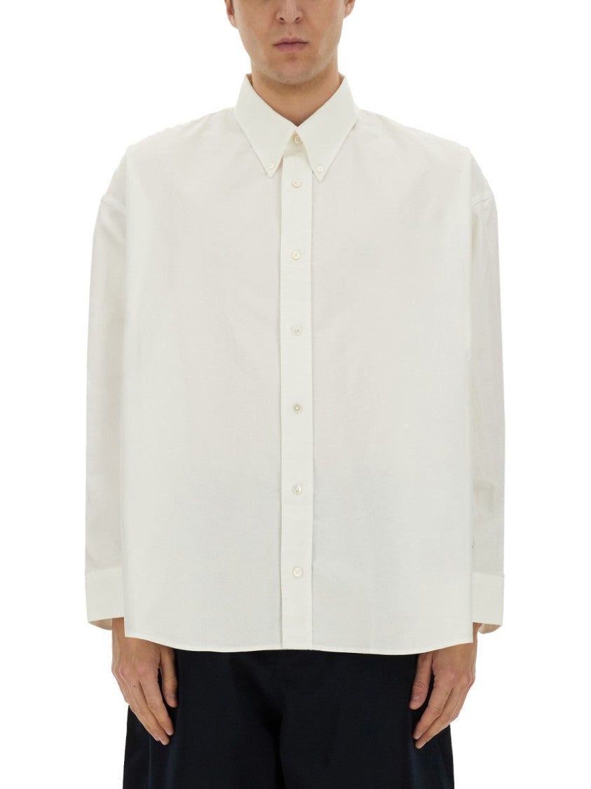Studio Nicholson White Button-Down Shirt With Classic Collar