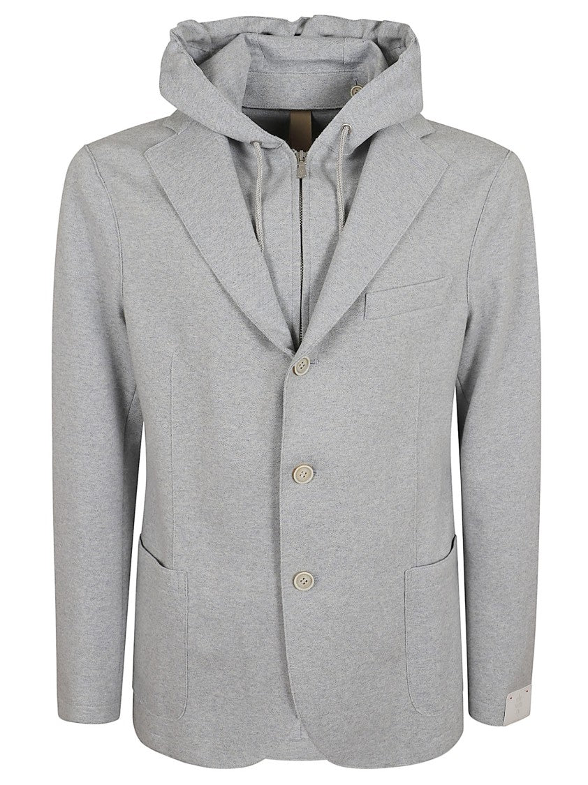 Eleventy Button-Closure Tailored Jacket With Hood And Pockets