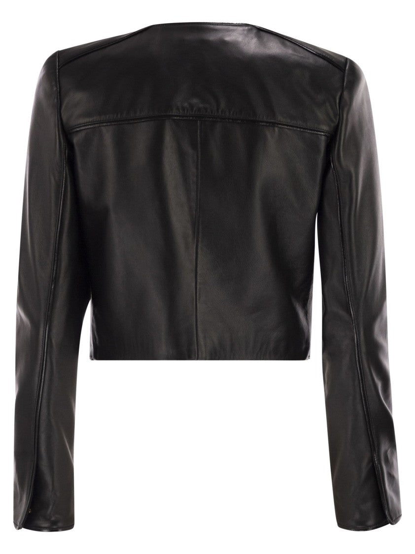 Elisabetta Franchi Leather Jacket With Vinyl Details