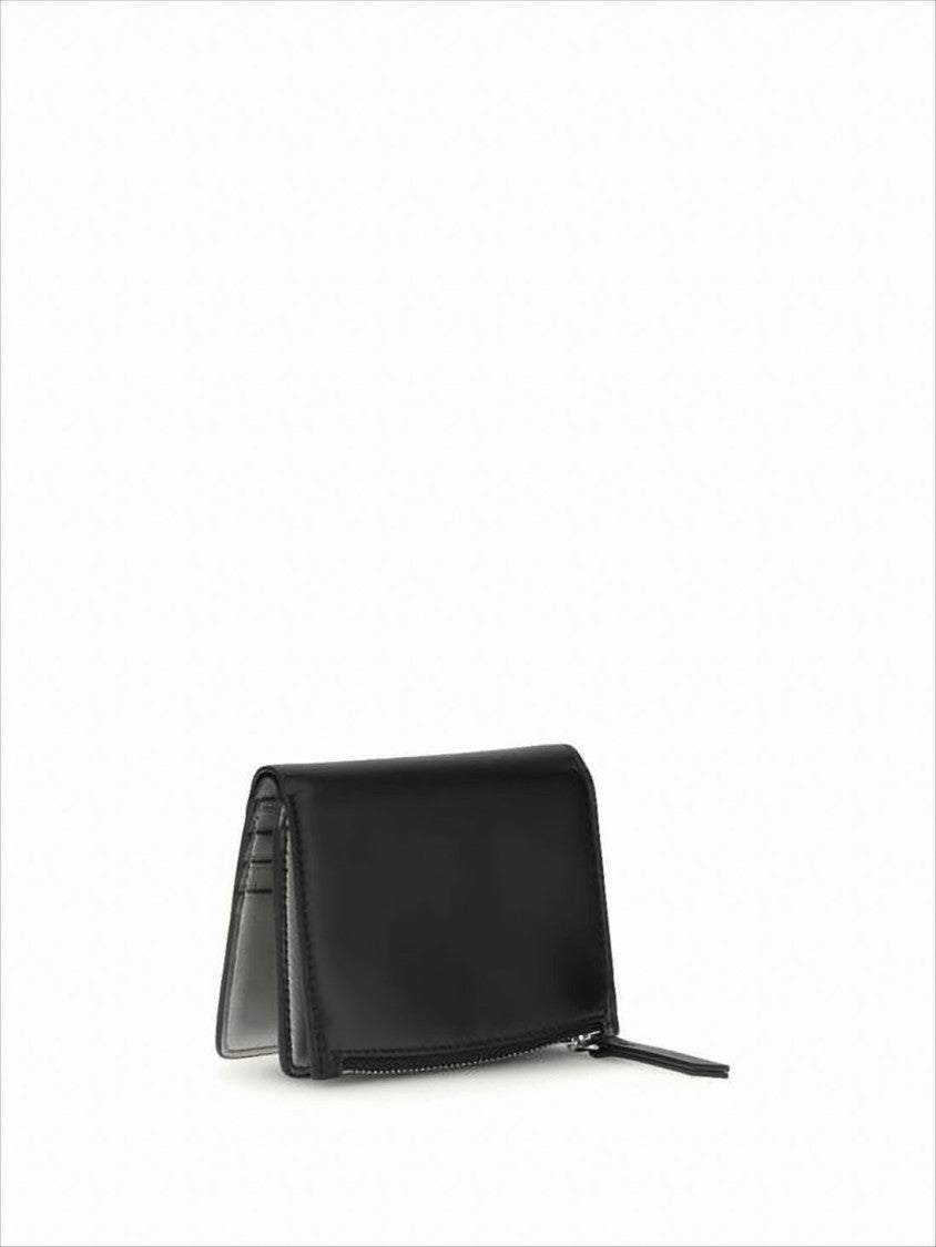 Maison Margiela Sleek Calf Leather Bi-Fold Wallet With Zippered Coin Compartment