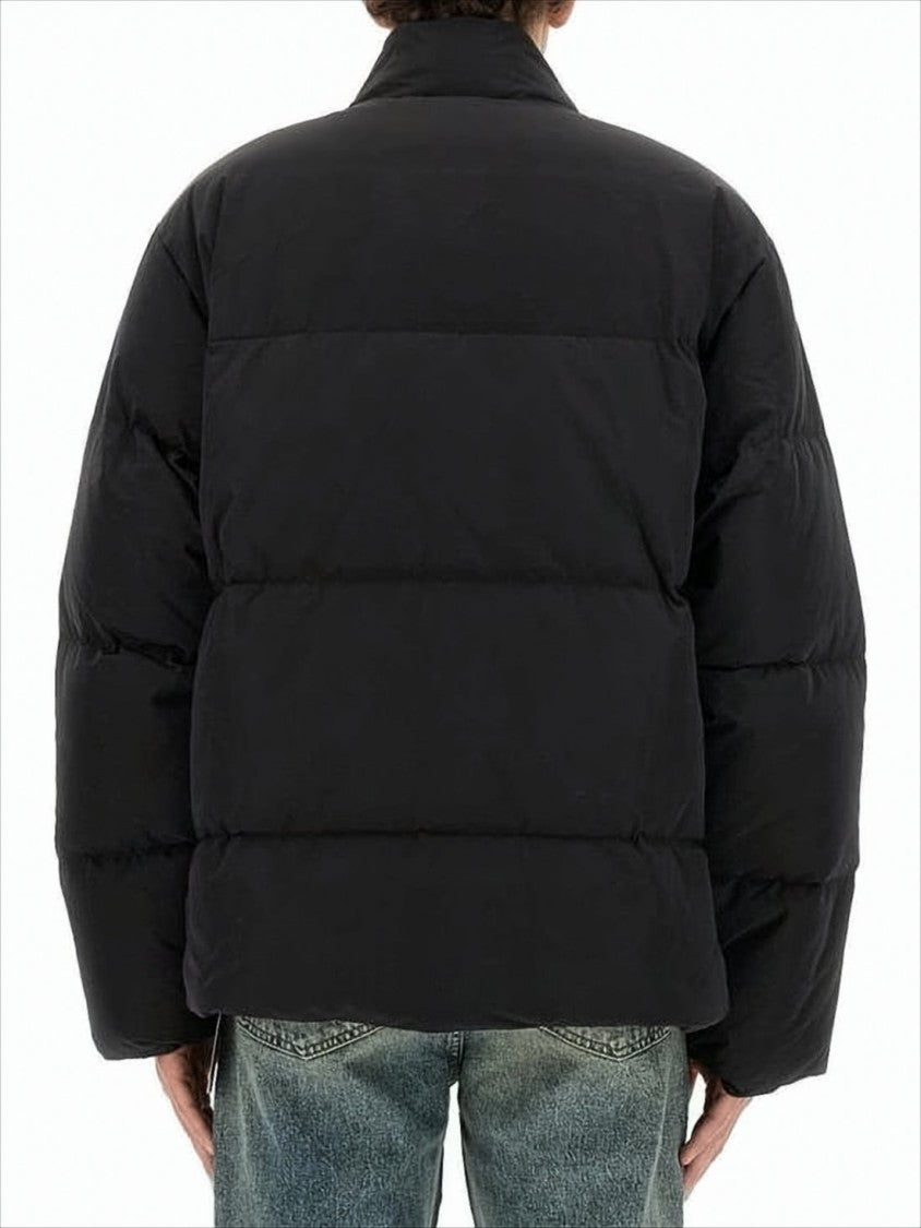 Represent Boxy Black Puffer Jacket With High Collar